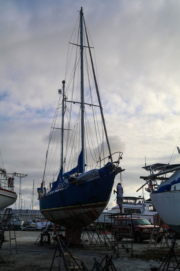 Craig Greven working on Stella Maris his family sailboat.