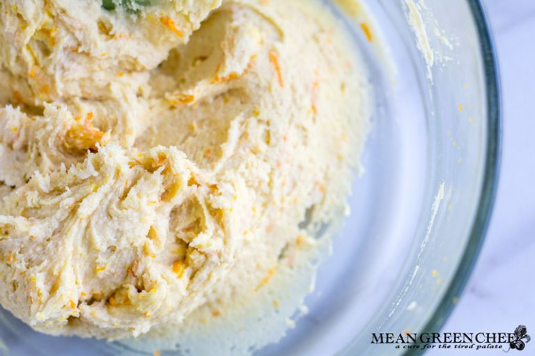 Dough mixed with orange zest for Orange Cranberry Cookies.