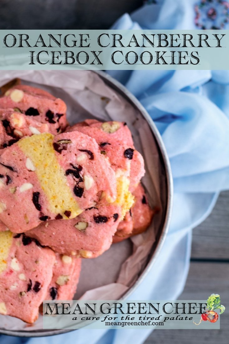 Overhead shot of layered Orange Cranberry Icebox Cookies.