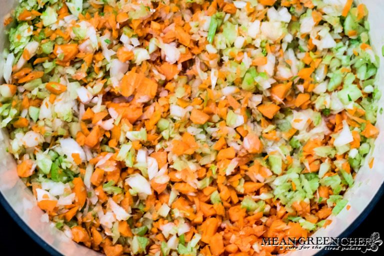 Soffritto cooking for Pasta e Fagioli.