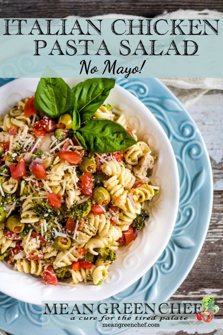 Close up of Easy Italian Chicken Pasta Salad
